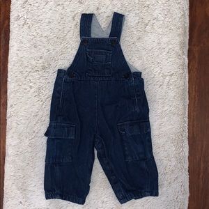 Dark Denim Cargo Bibs Lined with Grey Cotton